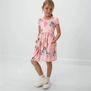 Little Sleepies 🌸 Size 5 🌸 Bluey Bingo Garden Games Skater Dress NWT